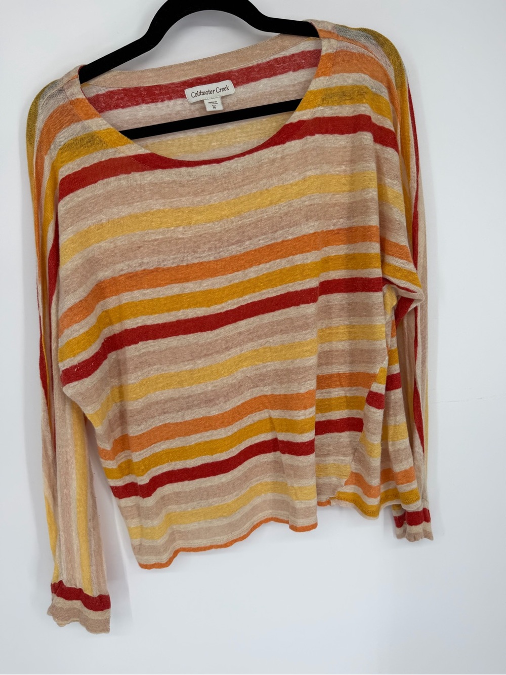 Coldwater Creek 100% linen Women's Striped Long-Sleeve Top- XL